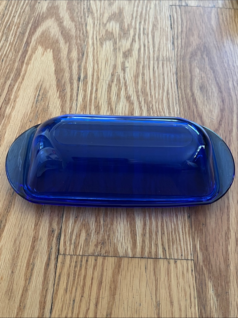 Cobalt Blue Glass Butter Dish